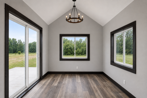 *AI-generated exterior rendering* This image is intended to provide a conceptual representation of the home. Not exact floor plan layout due to AI-generation. Not all finishes viewed are included in build. Inquire for actual finishes/layout.