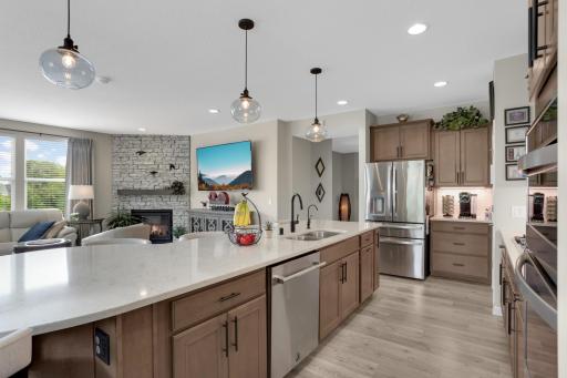 Open floor plan from the kitchen to the living room.