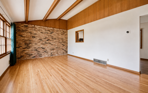 Wood floors have recently been refinished.