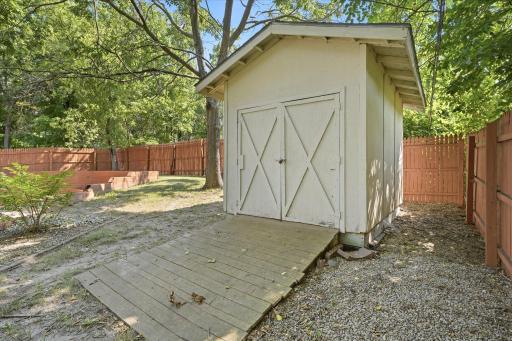 Detached storage shed provides excellent space for lawn equipment, seasonal dÃ©cor, gardening tools, and additional outdoor storage.