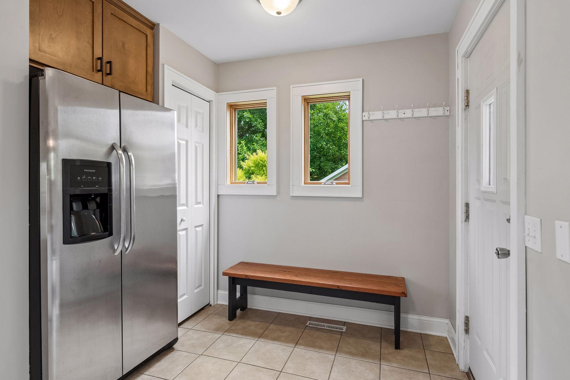 Back entry for easy access to the deck and garage.