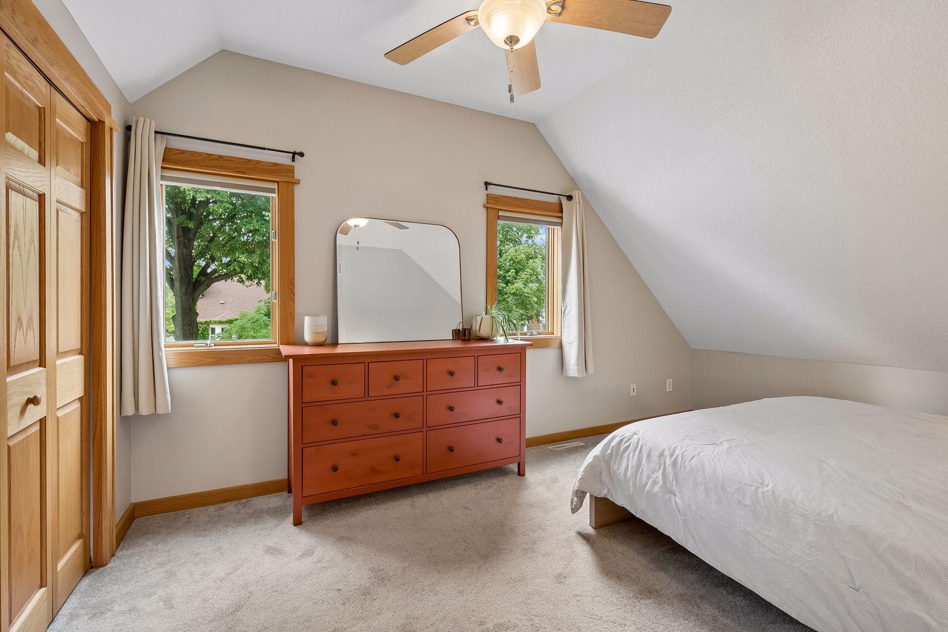 Upper Level Bedroom. High Ceilings. Great light.