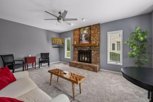 Comfortable family room with large windows