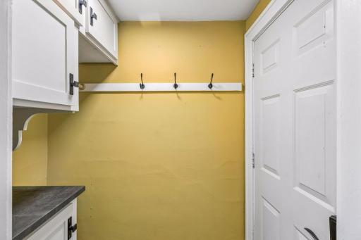 View of the extra storage at the back door.