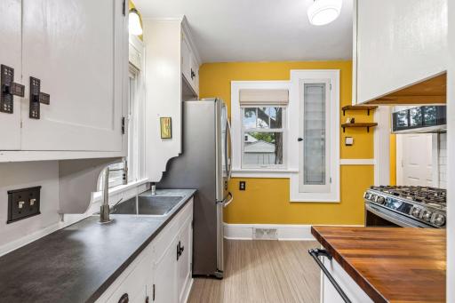 Through the dining room is the compact yet functional kitchen.