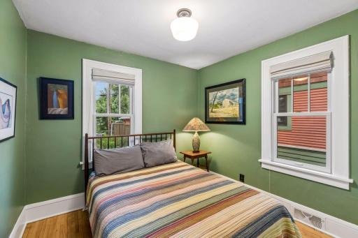 To the left is one of the two main floor bedrooms.