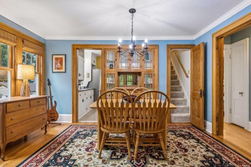The dining room features an original built-in buffet.