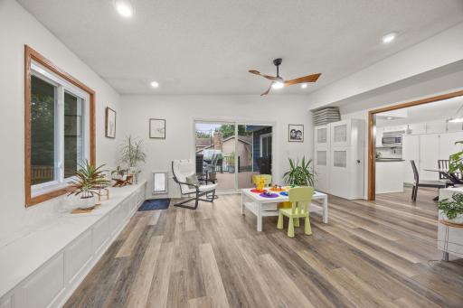 Another view of the open flex space to kitchen / dining area.