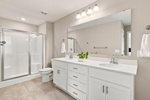 Spacious master bath with double sinks