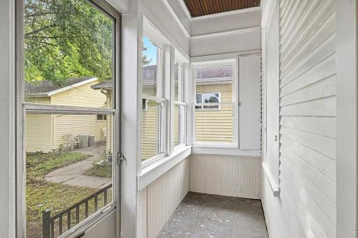 Back porch serves as great spot to remove outdoor jackets, backpacks etc
