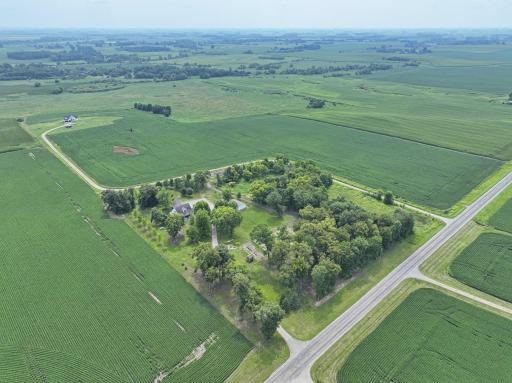 The aerial view looking from Cedar Like to the south at the homesite.
