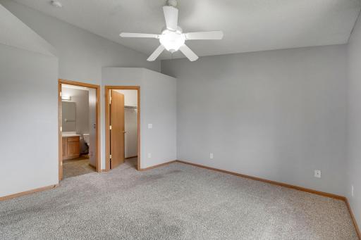 Walk-in closet in the bedroom itself as well as a ceiling fan.