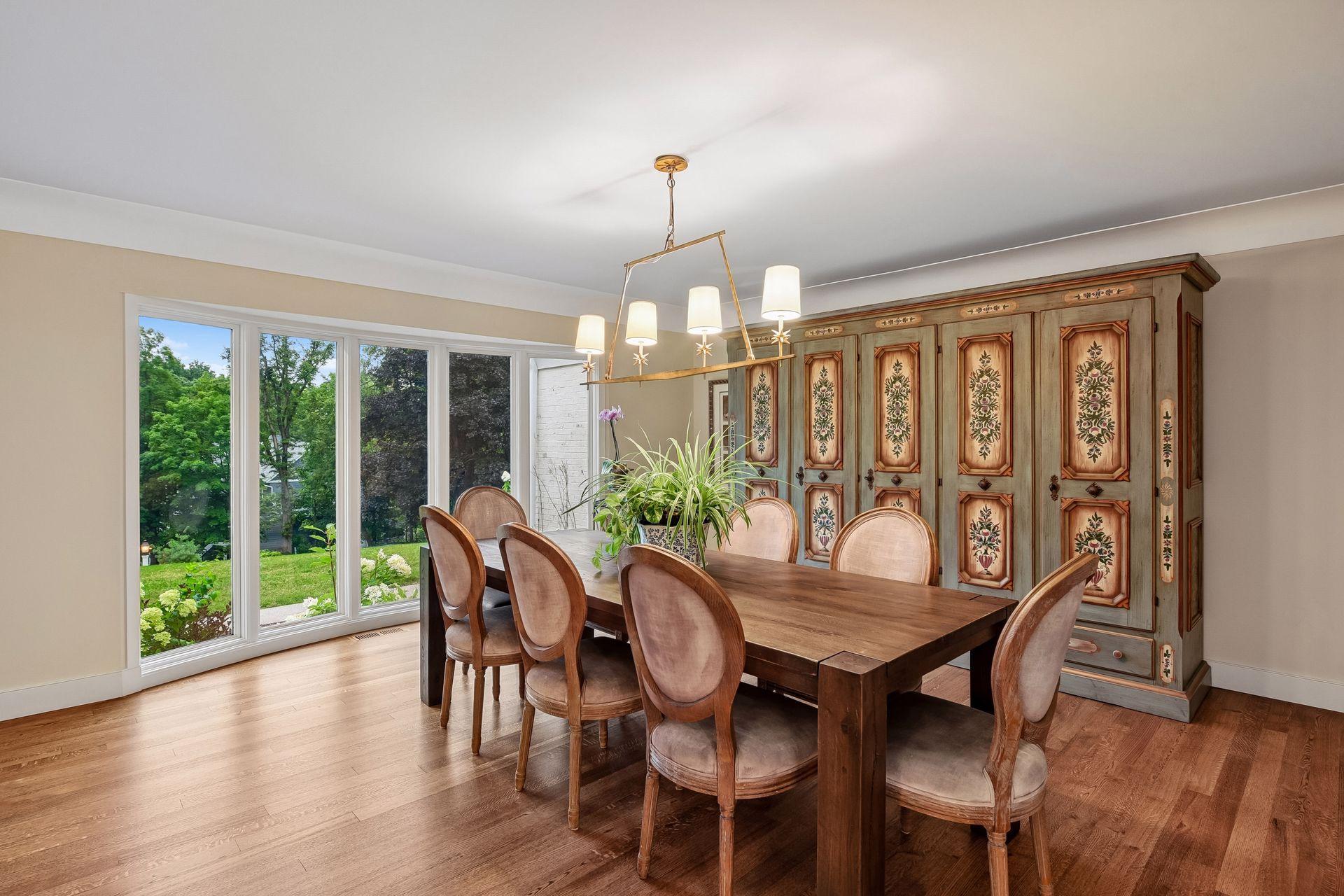 Elegant dining room with abundant natural light