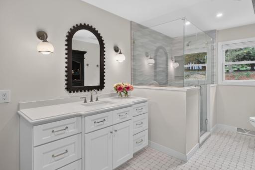 Spacious walk-in shower.