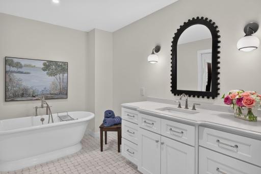 Primary full bathroom with a heated floor.