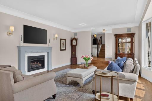 Living room with a gas fireplace