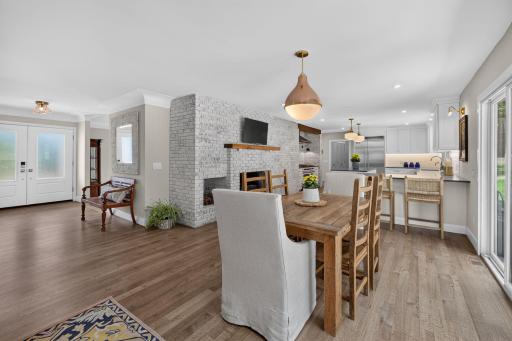 Informal Dining with wood burning fireplace