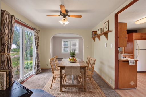 Dining area to living room virtually staged