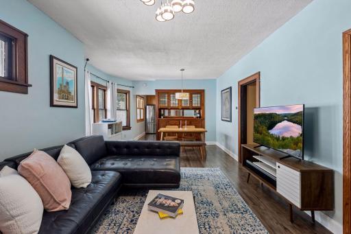 The generous main-level living space easily accommodates a large sectional while maintaining an open, comfortable feel.