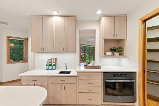 The dining room connects naturally to the newly renovated kitchen.