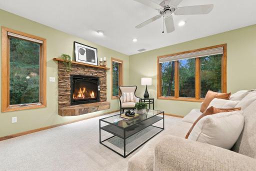 The family room offers a comfortable second gathering space just off the kitchen.