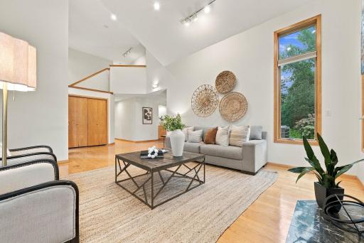 A light-filled living room with generous proportions and architectural character.