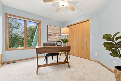 This flexible bedroom is equally suited to guests, work-from-home space, or everyday living.