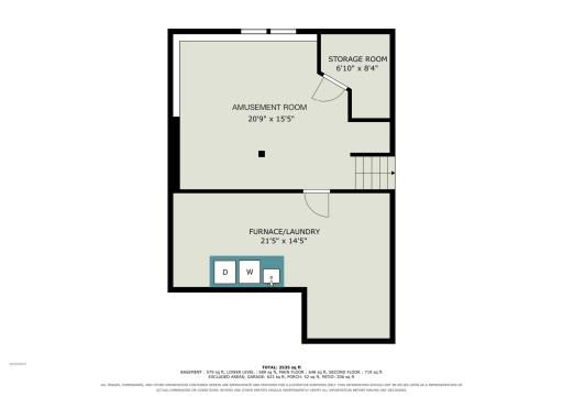 Basement-level floor plan for reference. Floor plans are approximate