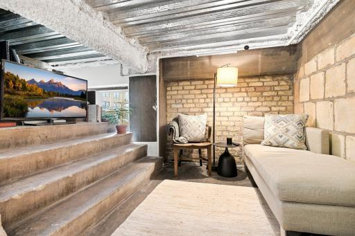 Loft space is built into the original stairwell.