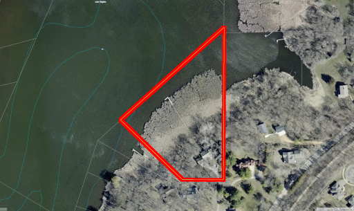 Lot Lines — nearly 5 acres of private lakefront property on Lake Virginia, offering exceptional space, privacy, and direct water access.