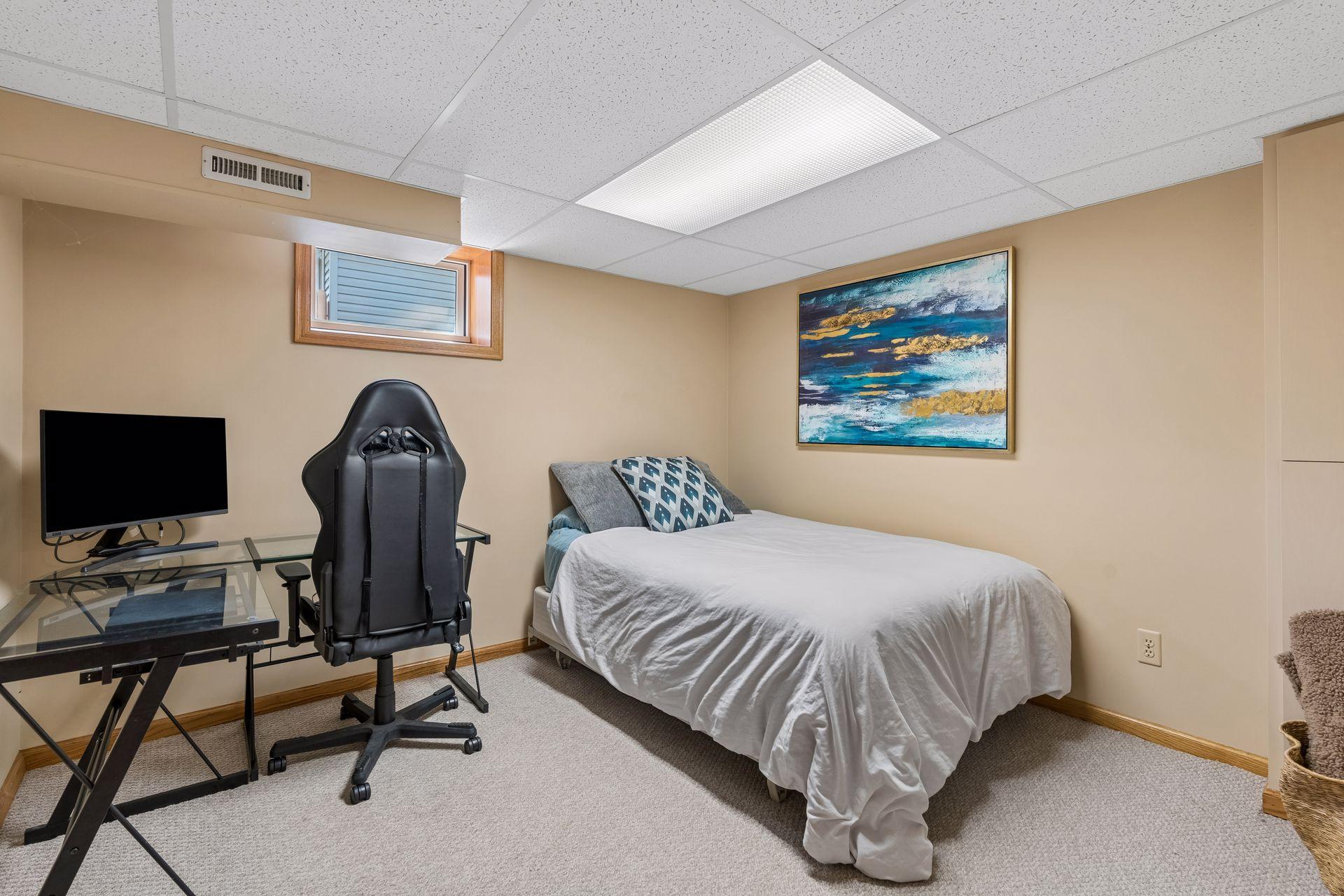 Lower level office has a closet - just needs an egress to be a legal 4th bedroom