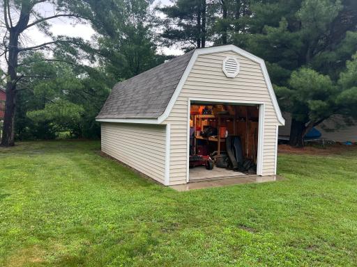 Large storage shed with a loft, concrete and power