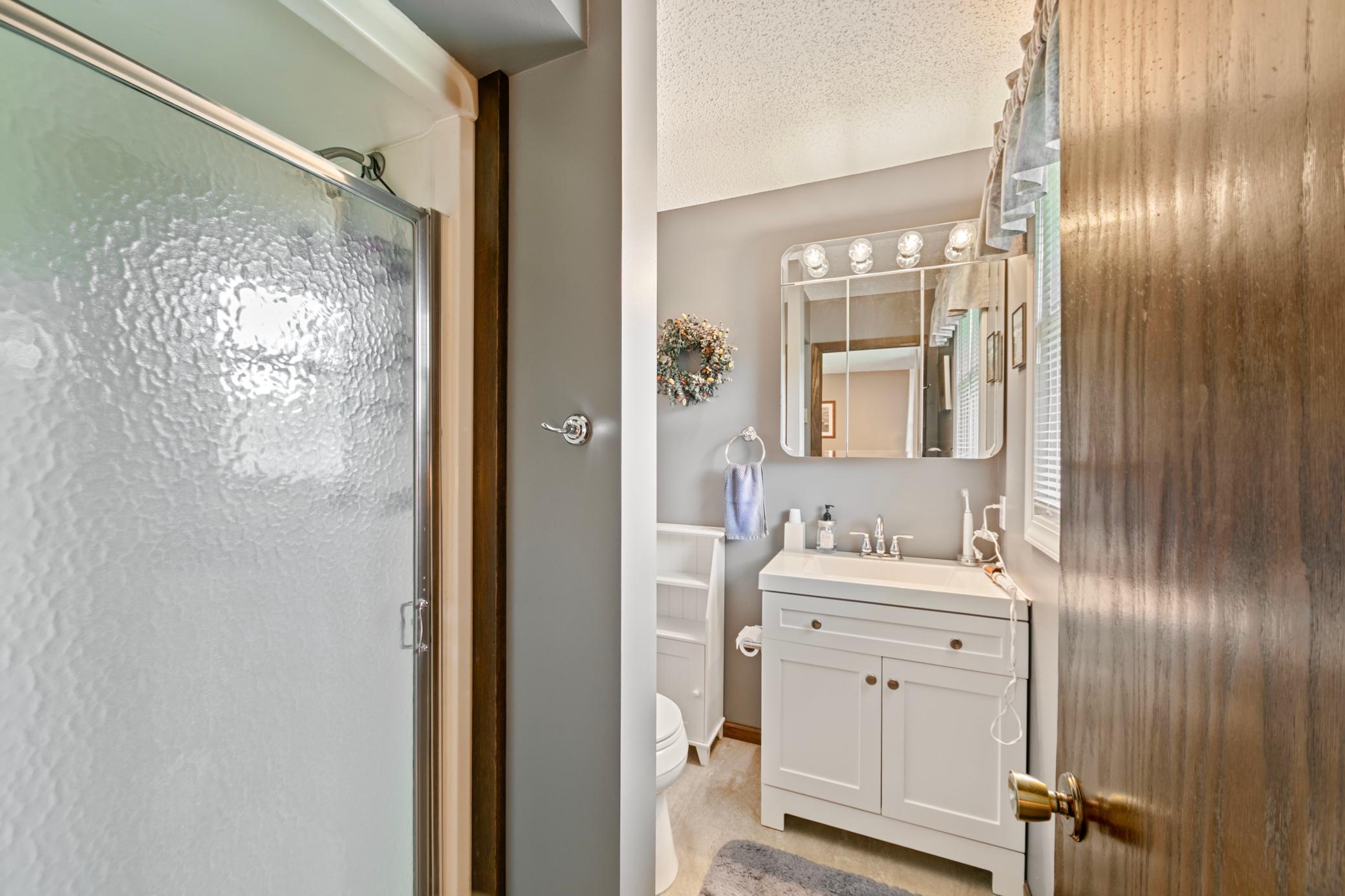 Wonderfully updated primary bathroom