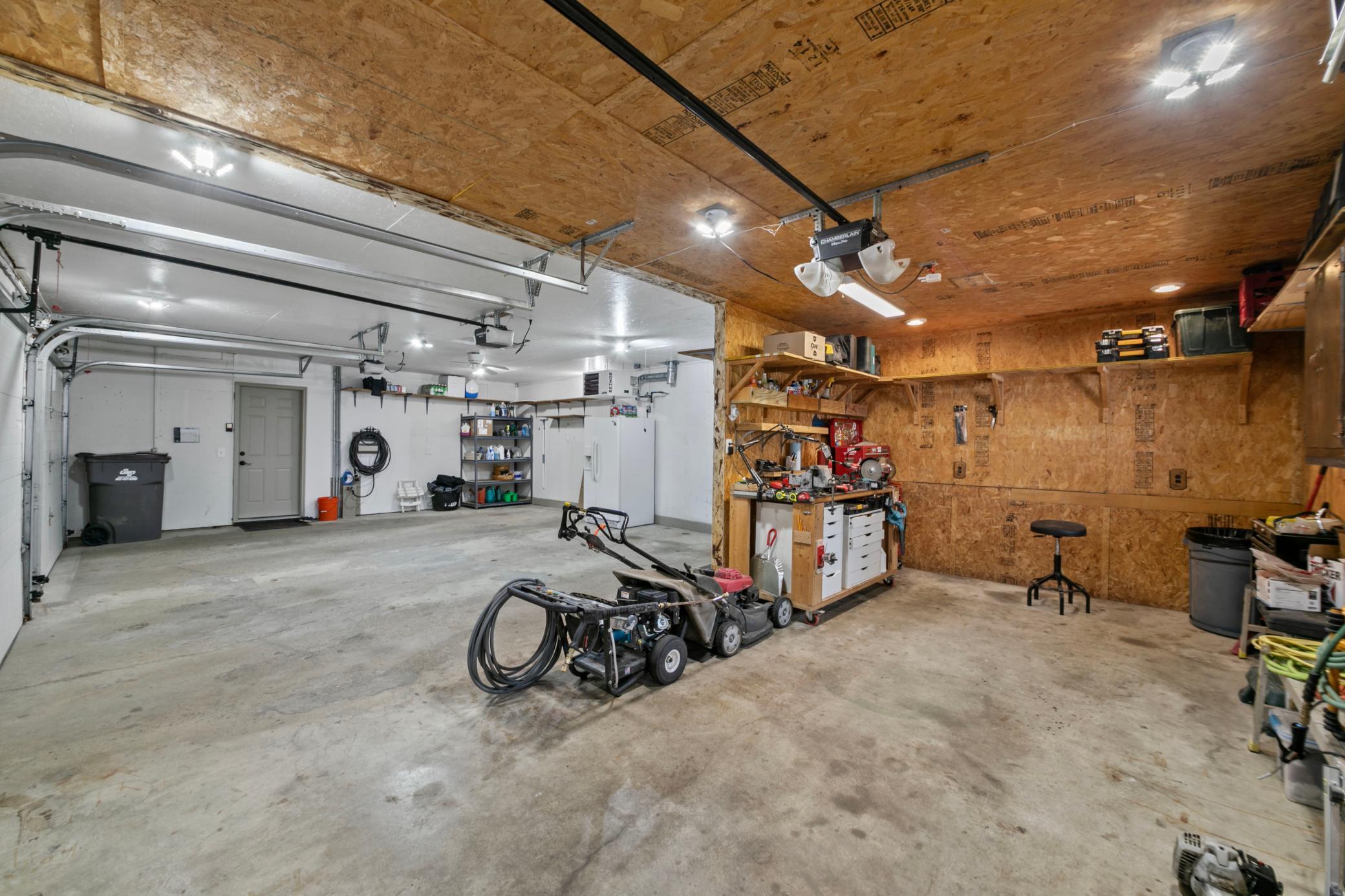 Finished and heated 3 car garage