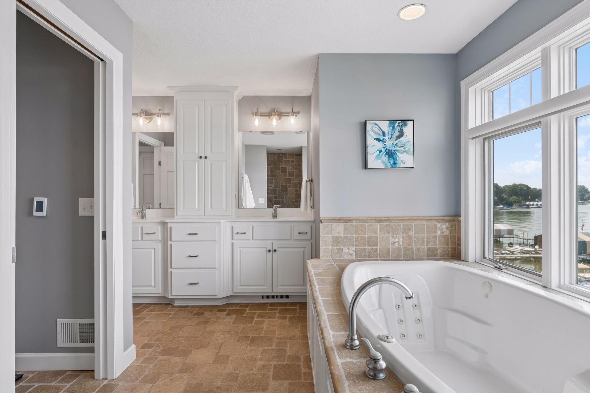 Primary bath with sep jetted tub/shower