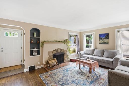 Living Room with Wood-Burning Fireplace