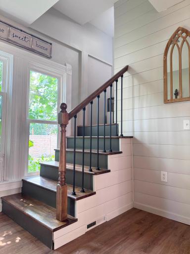 A shot of the stairs to the upper level.