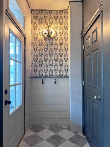A look at the front entry and mudroom.