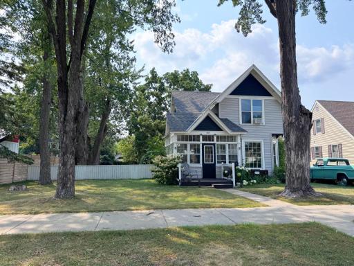 A wide shot of the property from the street.
