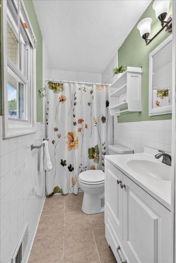 The clean as a whistle primary bathroom.