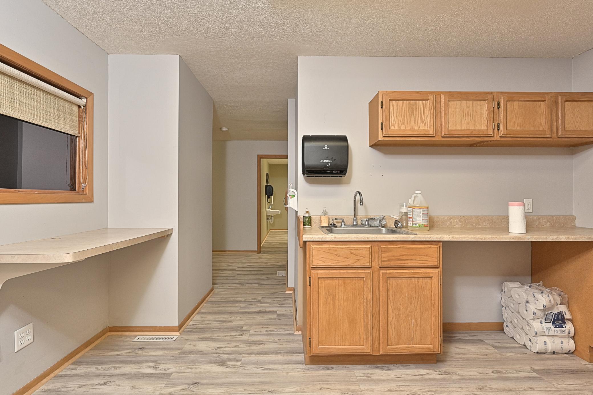 Main level wash station and storage