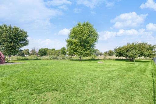 Step outside to a beautifully maintained backyard. The fenced in area is huge! There is even a ramp from the deck for older pets to get in and out!
