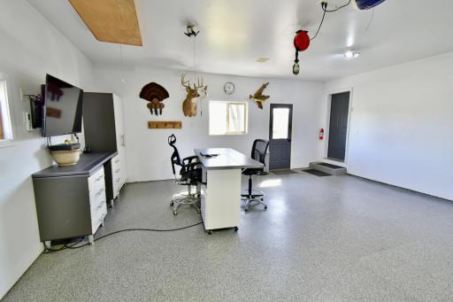 Finished heated garage.