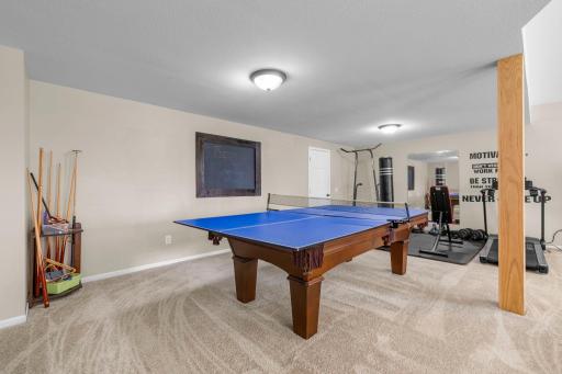 Versatile family room flex space perfect for workouts, games, or hobbies.