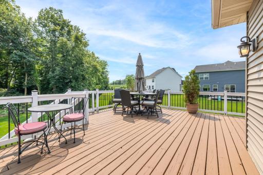 A spacious, south facing deck, perfect for enjoying both sunrise and sunset.