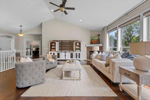 Soaring 14' vaulted ceilings throughout the main level.