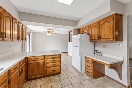 Kitchen and dining with work area (or coffee bar!)