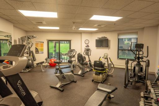 Exercise room has updated equipment to keep in shape.