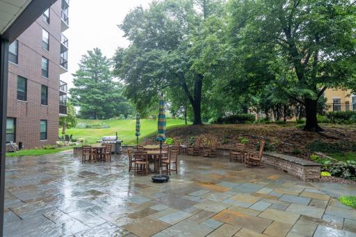 Shared courtyard/patio space is a charming place to relax on a sunny day. If you like to garden there are garden plots available as well.