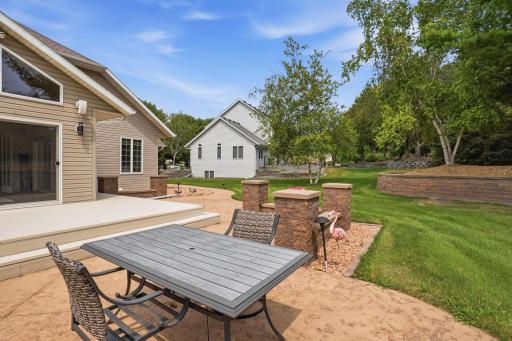 Picnic table on patio.